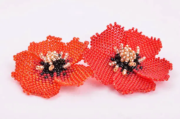 red poppy handmade beaded