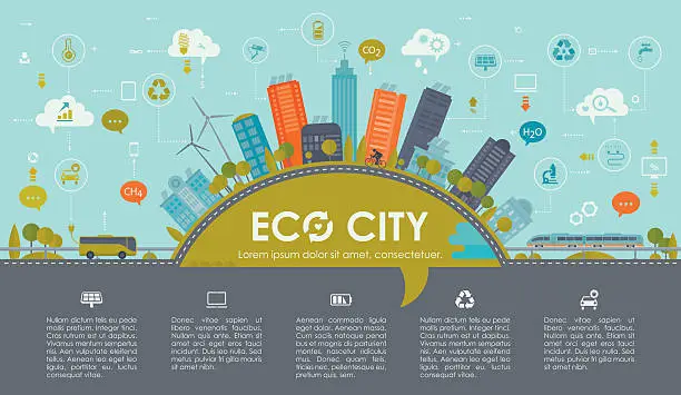 Vector illustration of Sustainable City Infographic Landscape
