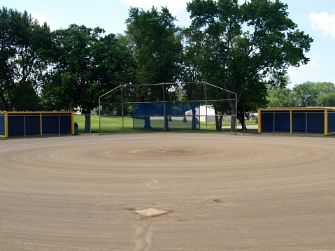 A dirt ball field.