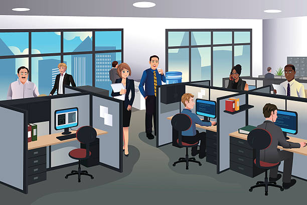 People working in the office A vector illustration of people working in the office corporate office cubicle stock illustrations