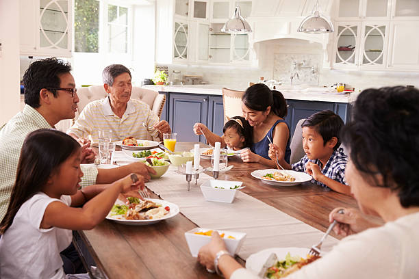 istock Extended Family Group Eating Meal At Home Together 538044422