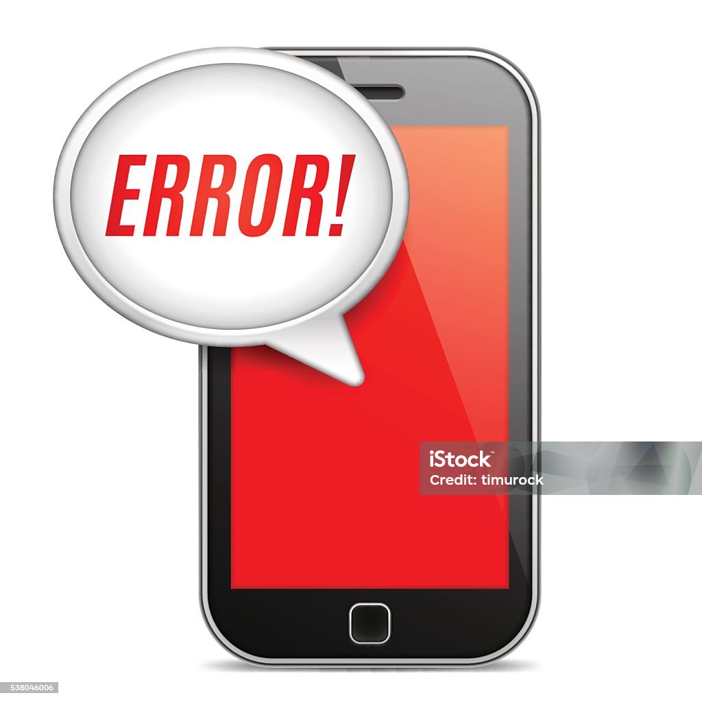 Phone Error. Sign Mobile Phone Error Message Stock Illustration - Download Image Now ...