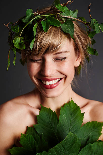istock Beauty in leafy garland, laughing 538046860