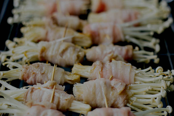 istock Golden needle mushrooms grilled bacon 538046948