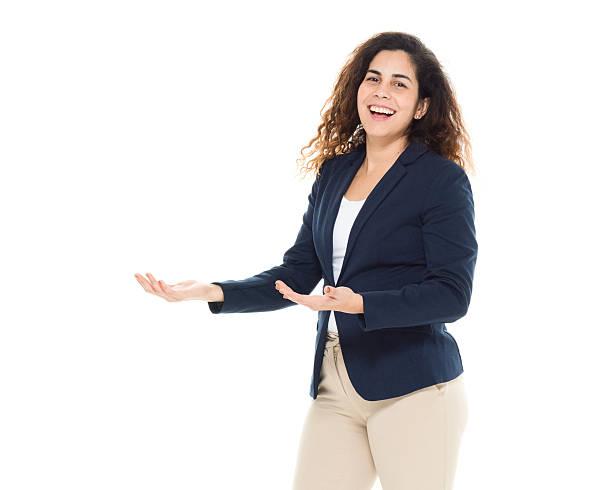 istock Cheerful businesswoman presenting 538047726