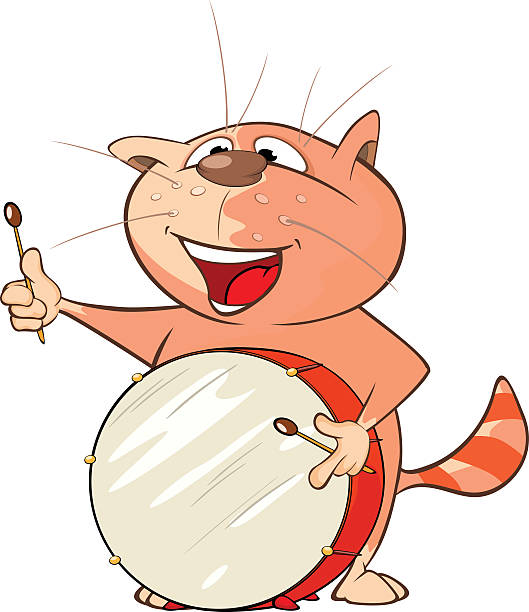 istock Illustration of Cute Cat Drummer. Cartoon Character 538049236