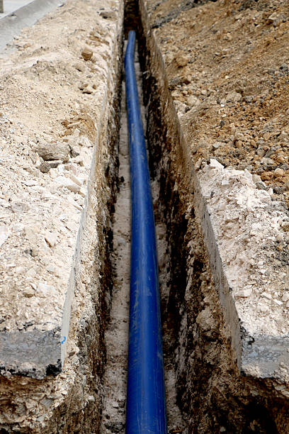 istock Infrastructure works on the road. installing  new water supply  sistem 538049392
