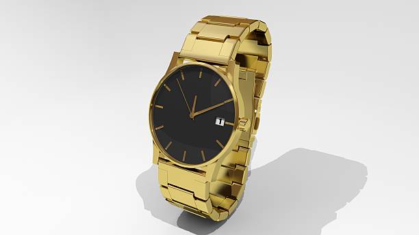 istock Gold luxury wrist watch for men isolated on white background 538052568