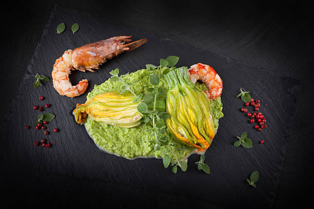 istock Stuffed Zucchini Flowers And Prawns 538057170