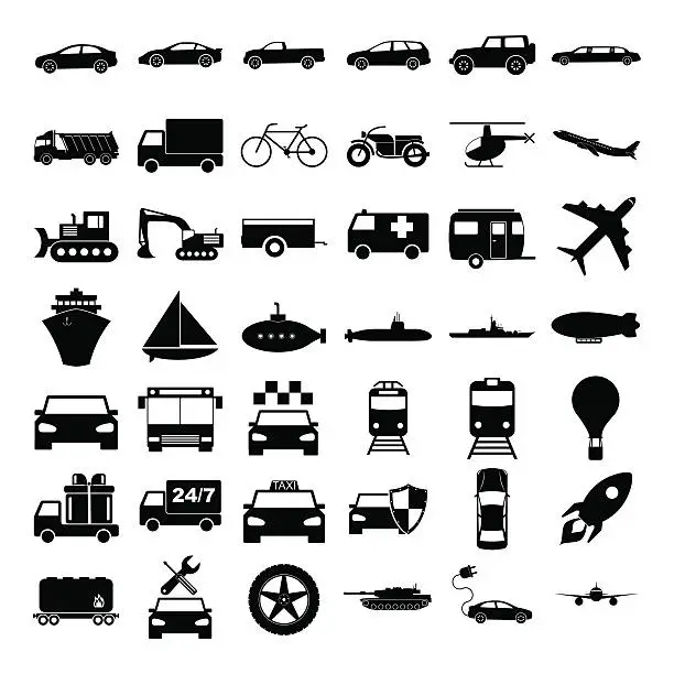 Vector illustration of Transport icons. Vector concept illustration for design