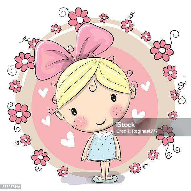 Girl And Flowers Stock Illustration - Download Image Now - Baby Girls, Flower, Teenage Girls
