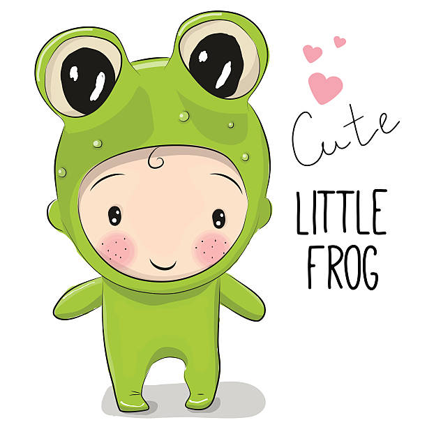 illustrations, cliparts, dessins animés et icônes de joli garçon en dessin animé - frog animal little boys child