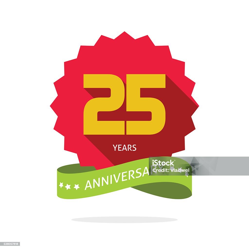 25 ans d'anniversaire de vecteur étiquette logo - clipart vectoriel de 25-29 ans libre de droits