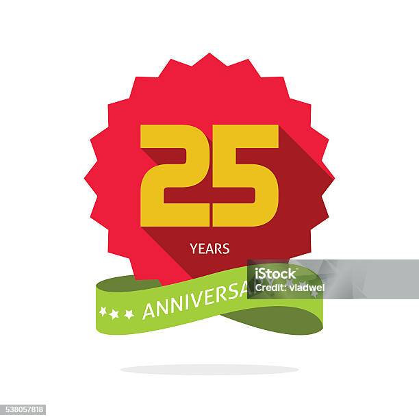 25 Ans Danniversaire De Vecteur Étiquette Logo Vecteurs libres de droits et plus d'images vectorielles de 25-29 ans - 25-29 ans, Nombre 25, 20-24 ans