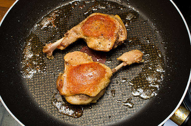 Duck legs on the pan