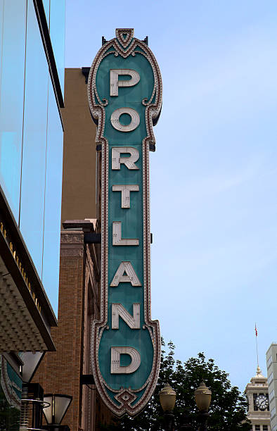 Portland marquee in Portland, Oregon stock photo