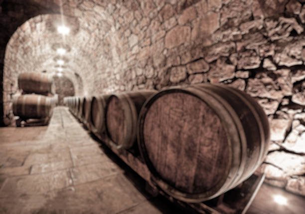 istock Abstract blurry background of wine cellar 538065678