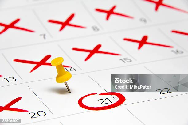 Calendar Event Pin 2016 Date Stock Photo - Download Image Now - Day, Number 21, Calendar