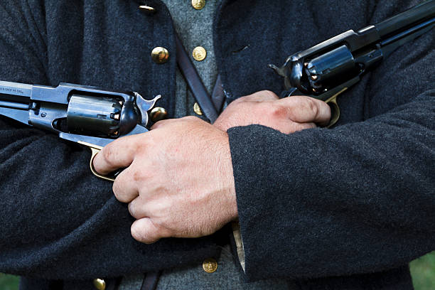 istock American Civil War Reenactor Holding Two Pistols 538068380