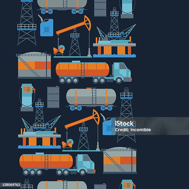 Industrial Seamless Pattern With Oil And Petrol Icons Stock Illustration - Download Image Now