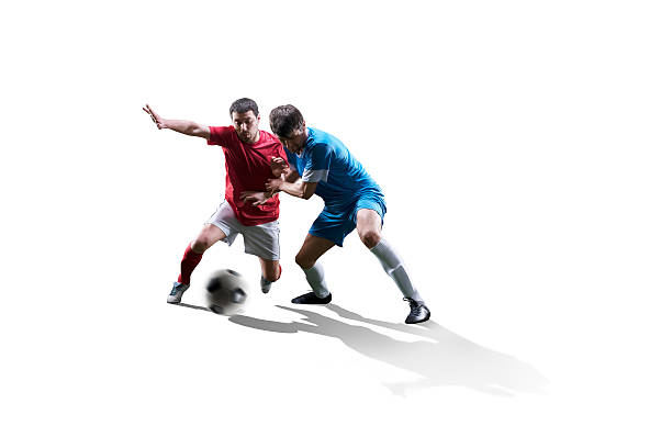 football soccer players in action isolated on white background