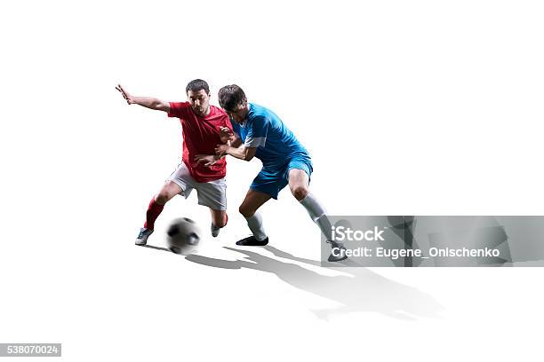 Soccer Players In Action Stock Photo - Download Image Now - Soccer Player, White Background, Soccer