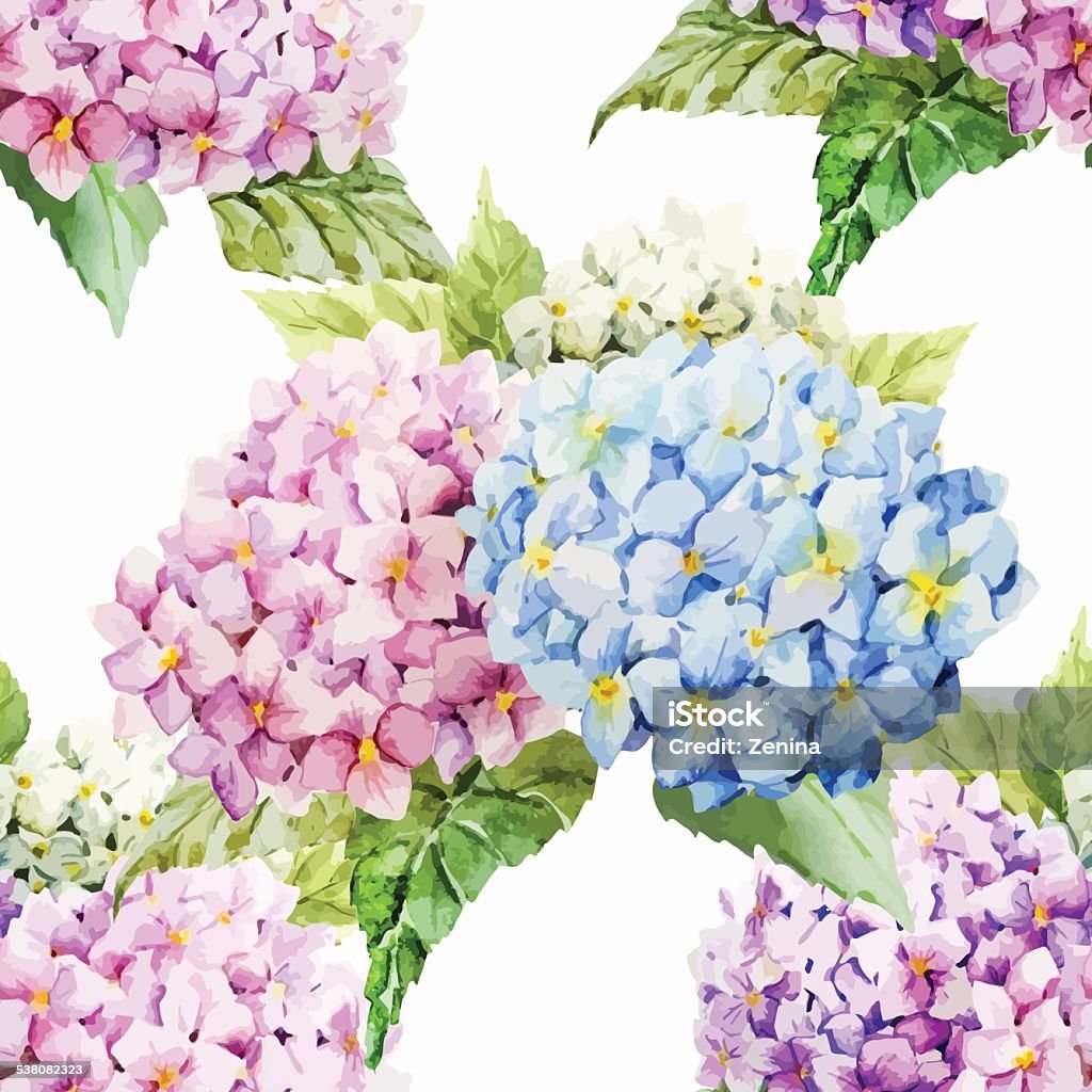 Green Hydrangea Pattern Hydrangea Pattern Stock Illustration - Download Image Now - 2015 ...