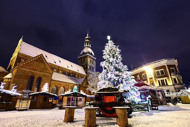 Christmas time in Old Riga, Latvia stock photo