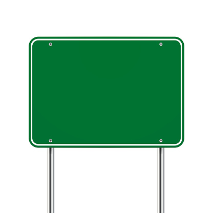 blank green road sign over white background