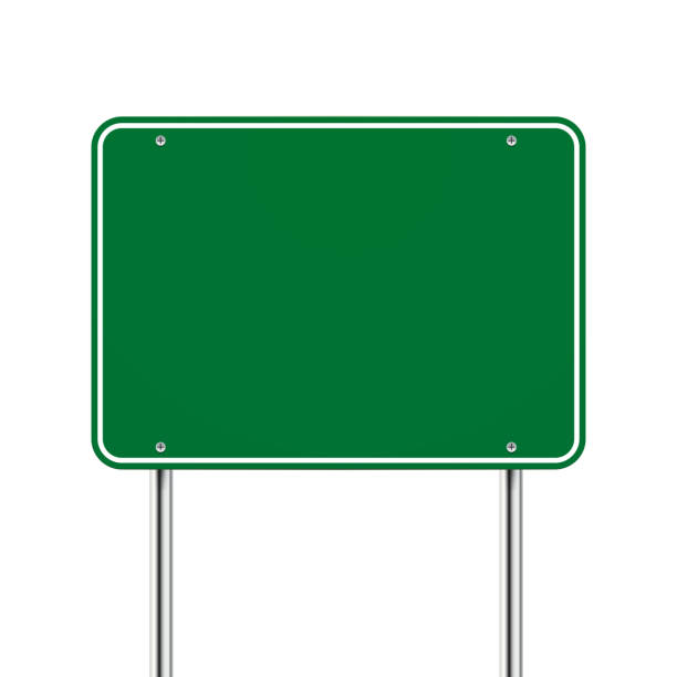 blank green road sign vector art illustration