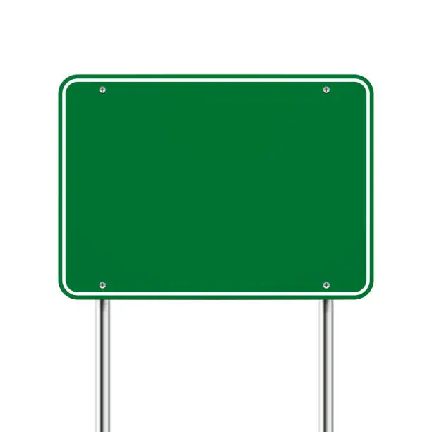 Vector illustration of blank green road sign