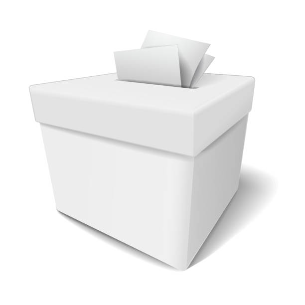 close up of a ballot box and casting vote close up of a ballot box and casting vote on white background designate stock illustrations