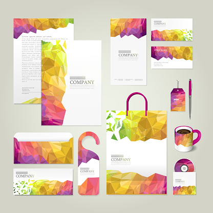 abstract colorful geometric background corporate identity design set