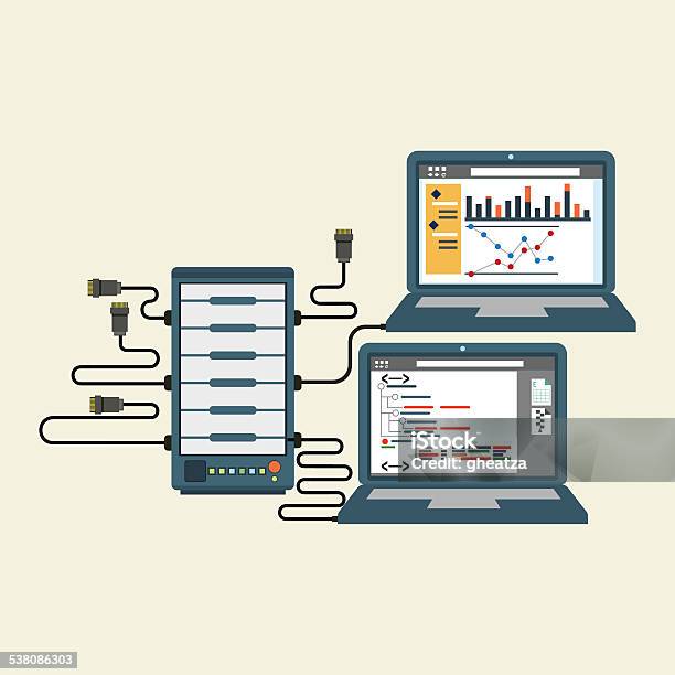 Server And Computer Scetch Image Computer Server Flat Illustration Stock Illustration - Download Image ...