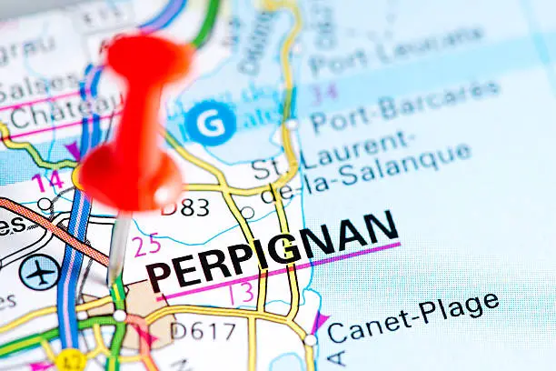 European cities on map series: Perpignan