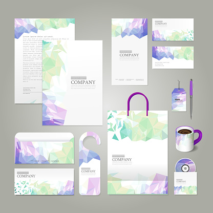 abstract colorful geometric background corporate identity design set