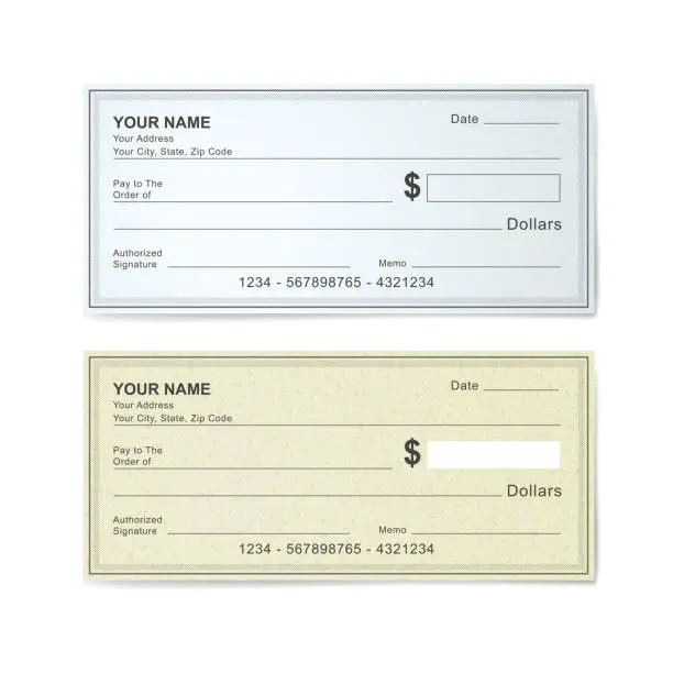 Vector illustration of blank bank check template