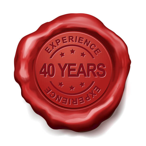 ilustraciones, imágenes clip art, dibujos animados e iconos de stock de roja, 40 años de cera de sellado - 40 44 years