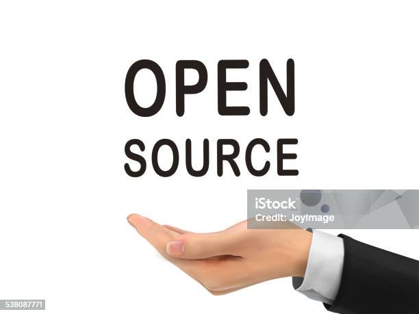 Open Source Word Holding By Realistic Hand Stock Illustration - Download Image Now - 2015, Adult, Authority