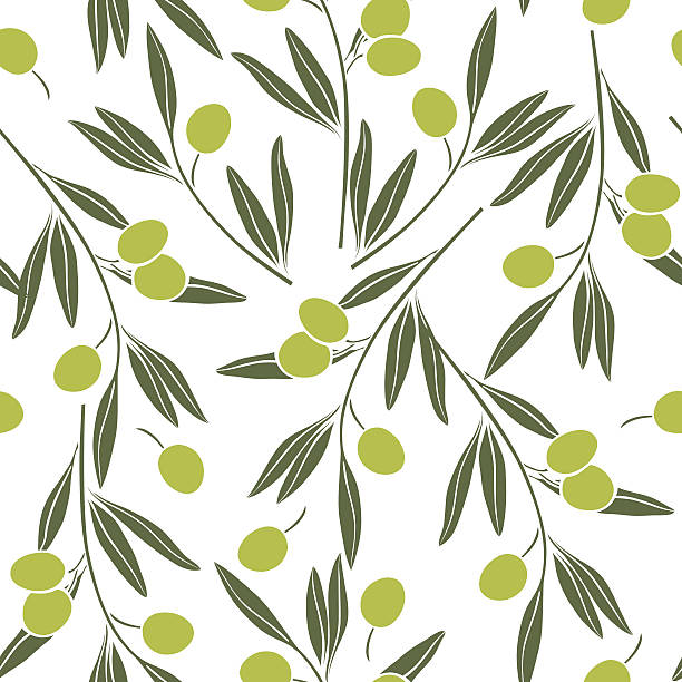 seamless pattern with olive ветки. - italian cuisine illustrations stock illustrations