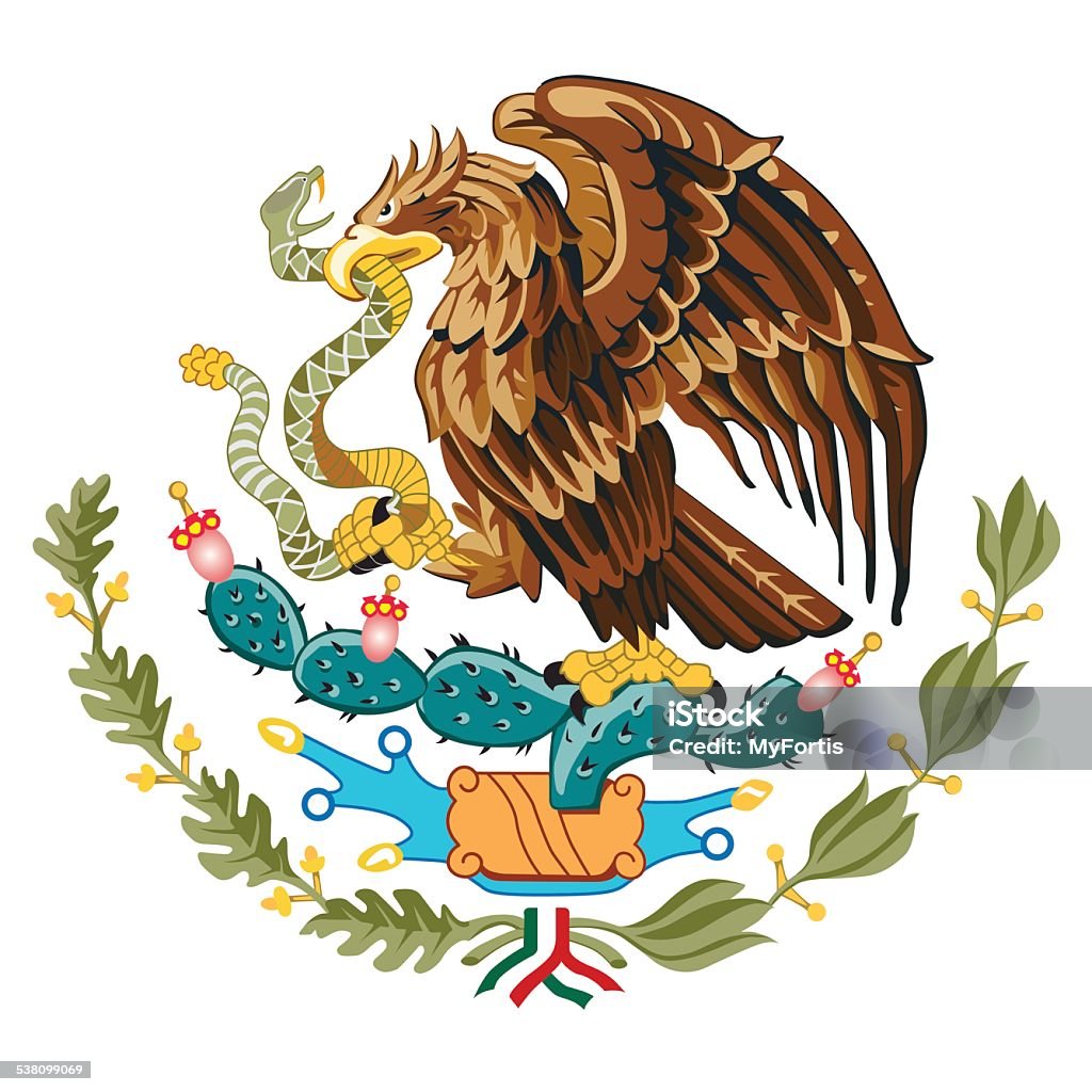 The center of the Mexico flag Coat of arms of Mexico. Icon Symbol stock vector