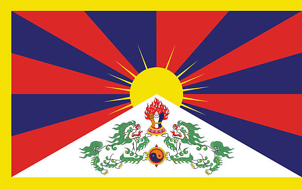 The flag of Tibet The flag of Tibet tibetan ethnicity stock illustrations