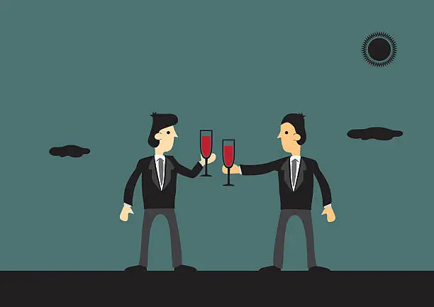 Vector illustration of Businessmen Toasting to Success