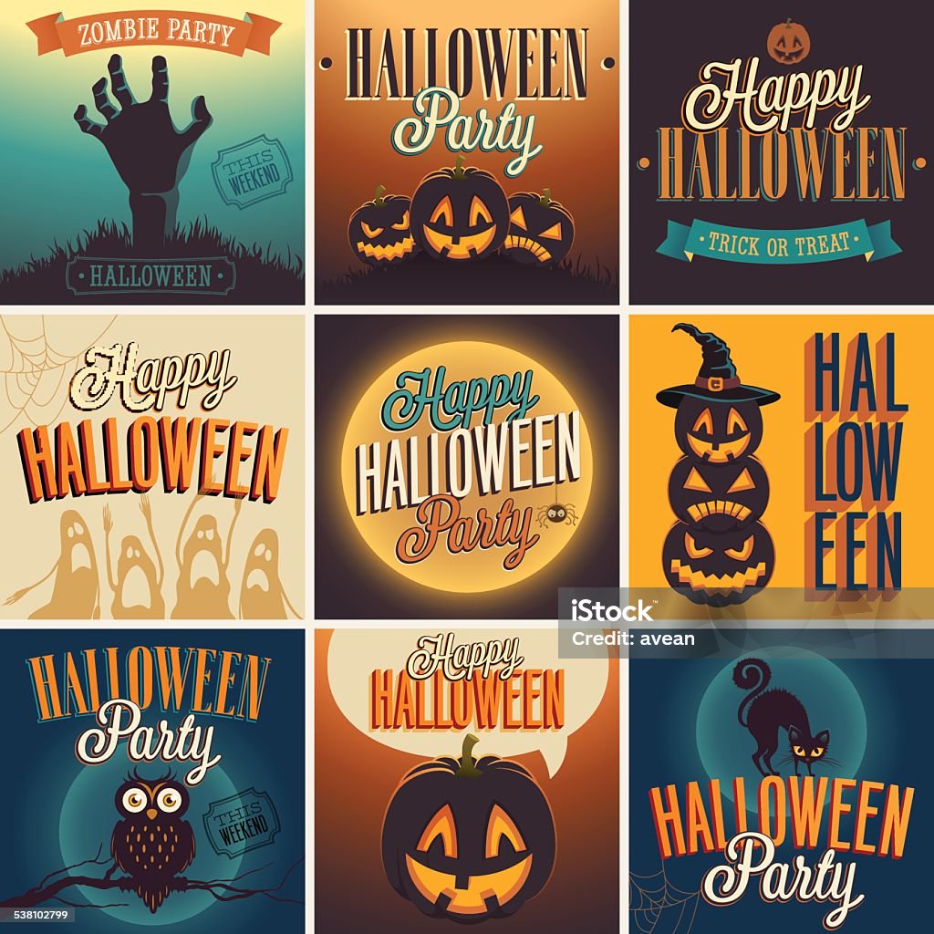 Halloween Posters set. Halloween Posters set. Vector illustration. 2015 stock vector