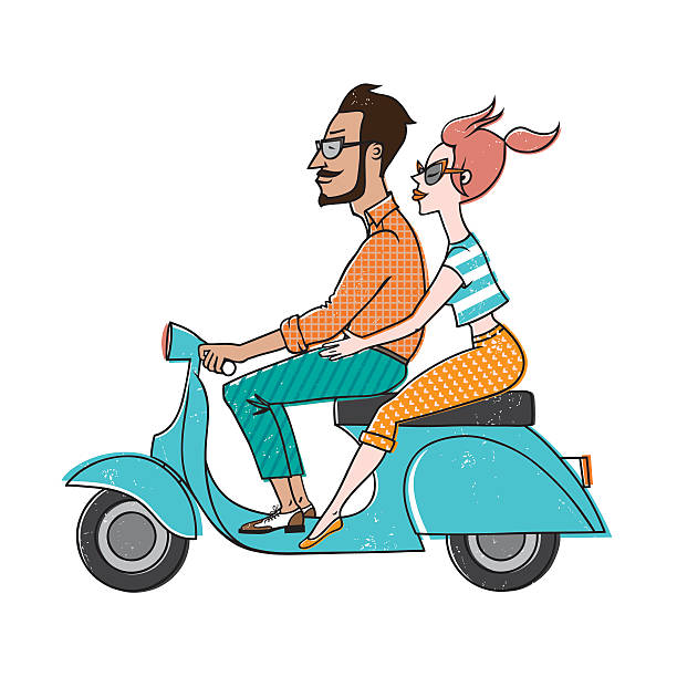 illustrations, cliparts, dessins animés et icônes de scooter_comics - moped