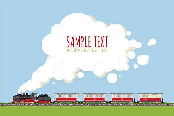 Vector illustration of Steam Train in Landscape with copy space vector template