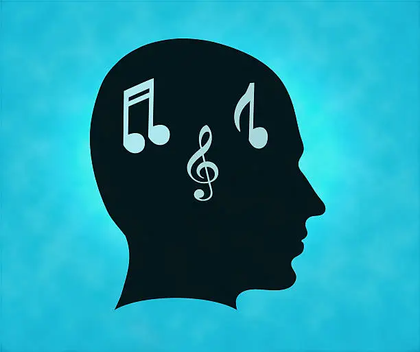 Photo of Profile of silhouette with musical notes symbol