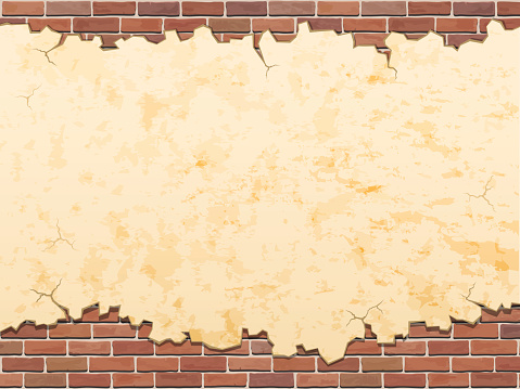 concrete wall with cracks and brick vector grunge background