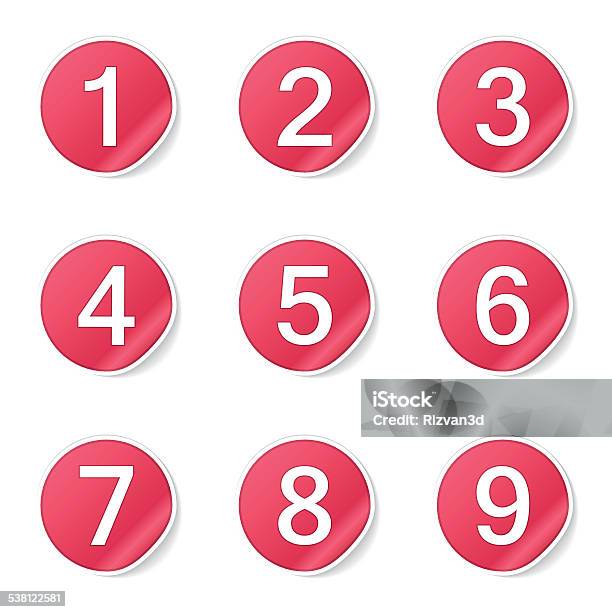 Numbers Counting Pink Vector Button Icon Design Set Stock Illustration - Download Image Now