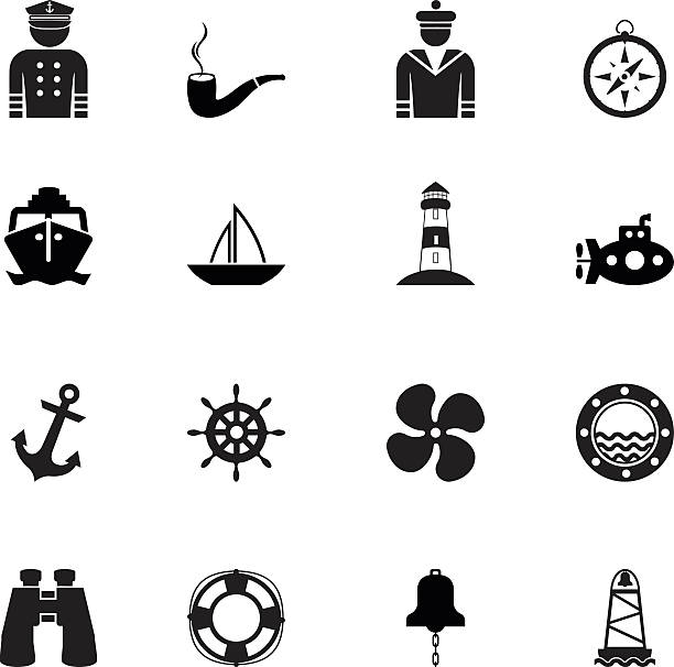 Nautical icon collection EPS 10 file, image fully editable bellcaptain stock illustrations